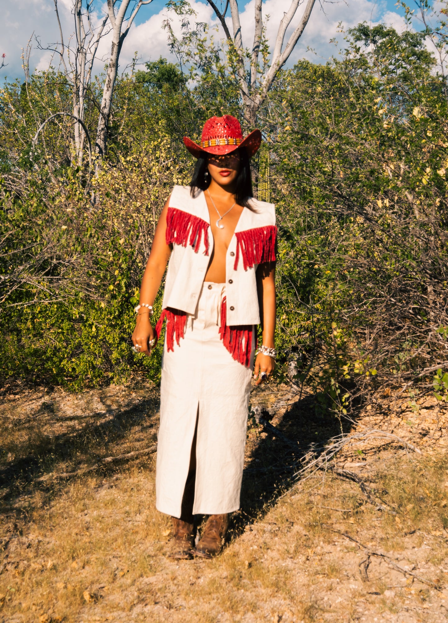 Falda con Flecos de Algodón