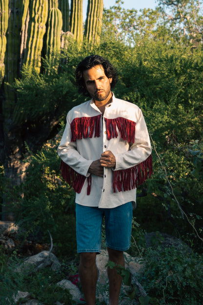 Chaqueta con Flecos de Algodón
