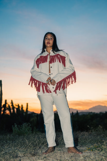 Chaqueta con Flecos de Algodón