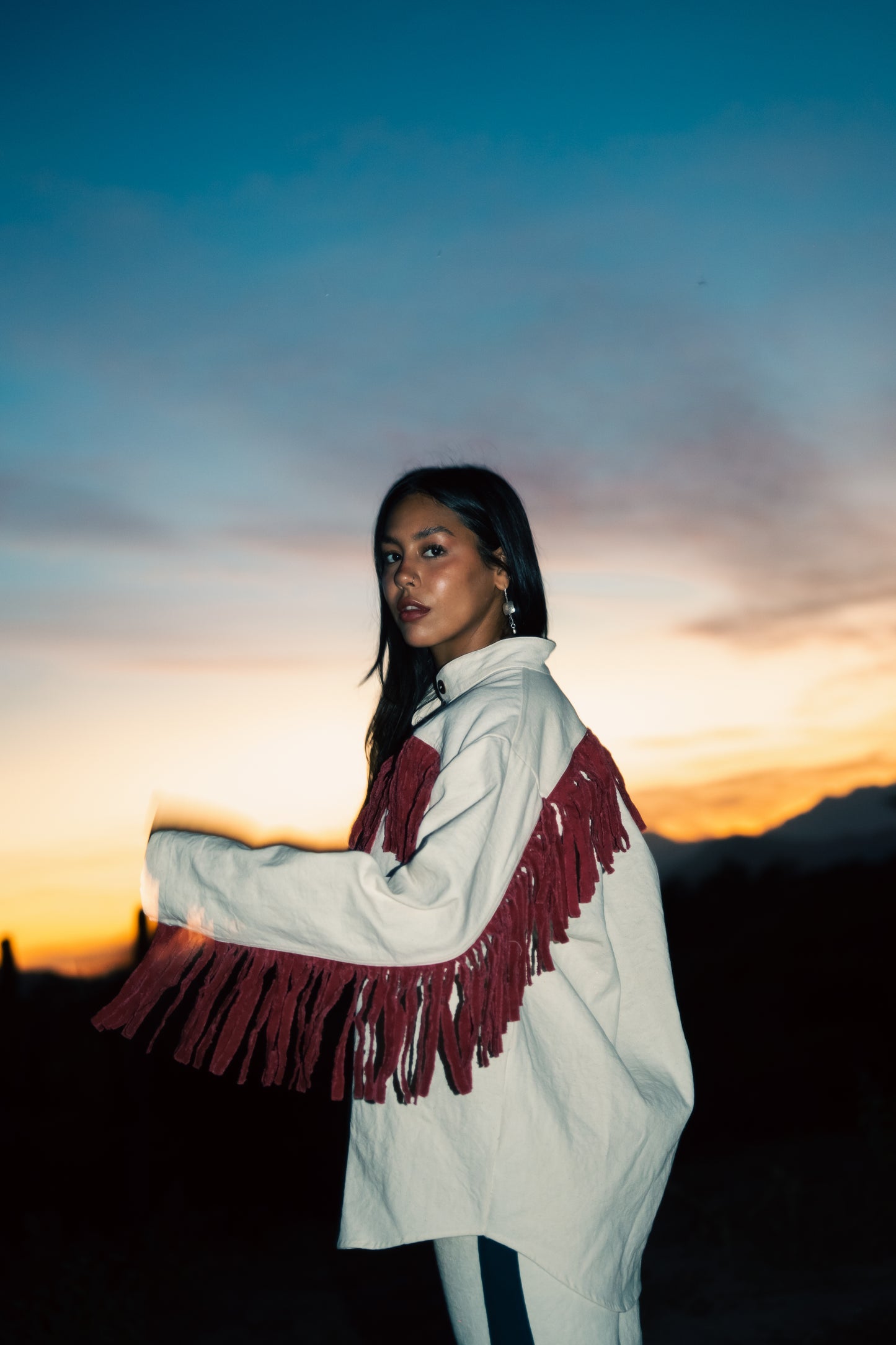 Chaqueta con Flecos de Algodón