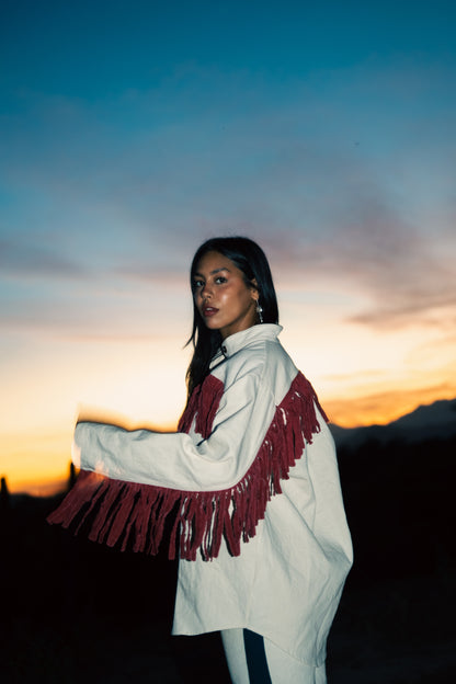Chaqueta con Flecos de Algodón