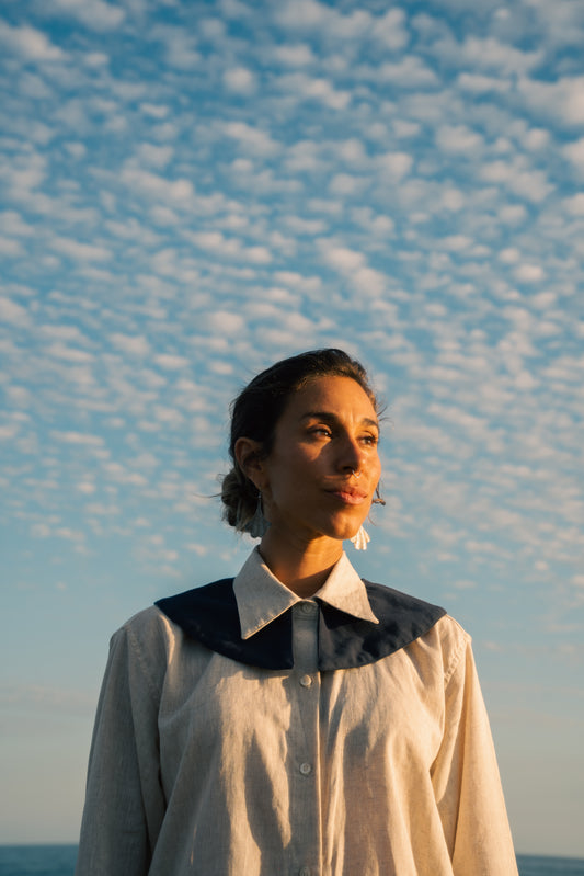 Camisa de Lino con Detalle en Algodón