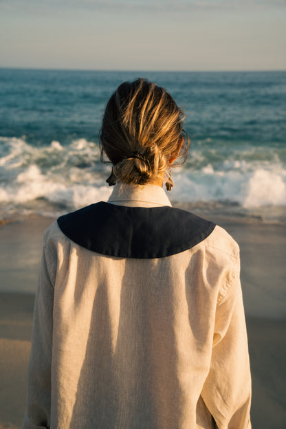 Camisa de Lino con Detalle en Algodón