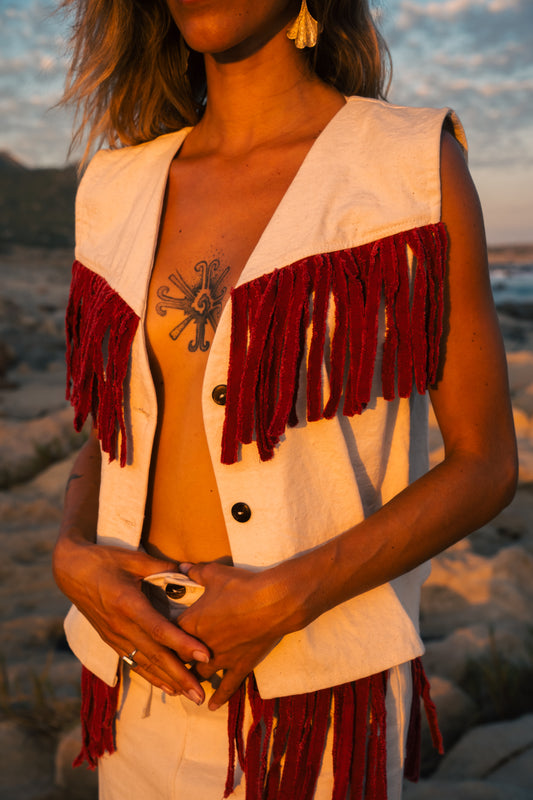 Chaleco con Flecos de Algodón