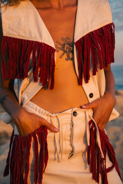 Falda con Flecos de Algodón